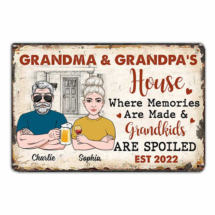 Personalized Grandma Grandpa Grandkids Spoiled House Metal Sign JN84 58O34 1