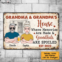 Personalized Grandma Grandpa Grandkids Spoiled House Metal Sign JN84 58O34 thumb 1