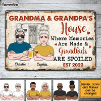 Personalized Grandma Grandpa Grandkids Spoiled House Metal Sign JN84 58O34 thumb 1