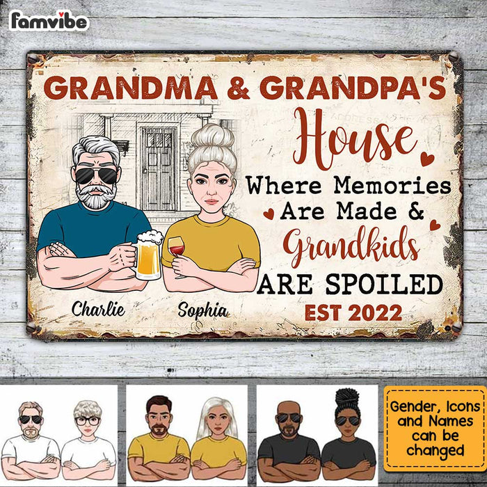 Personalized Grandma Grandpa Grandkids Spoiled House Metal Sign JN84 58O34 1