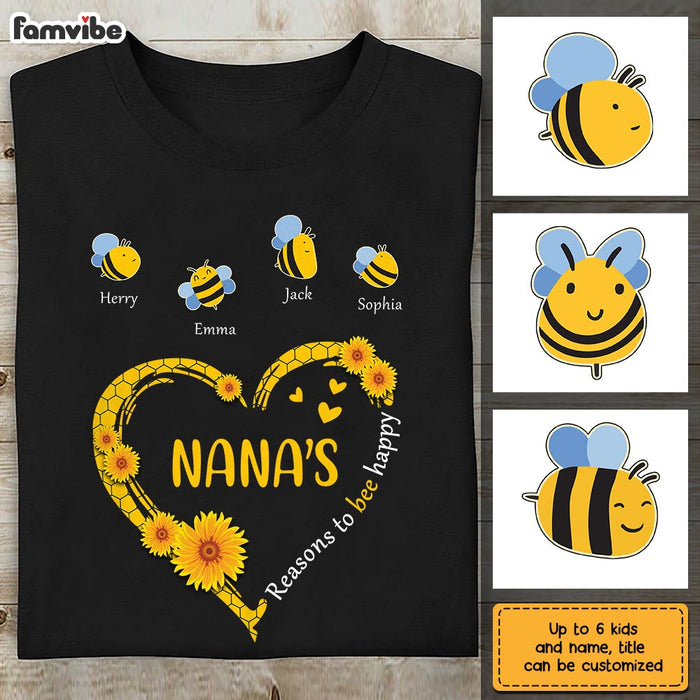 Personalized Grandma Bee Happy T Shirt JN81 85O28 1