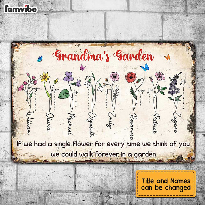 Personalized  Grandma Flower Garden Metal Sign JN133 32O34 1