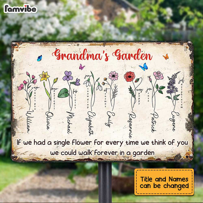 Personalized  Grandma Flower Garden Metal Sign JN133 32O34 1