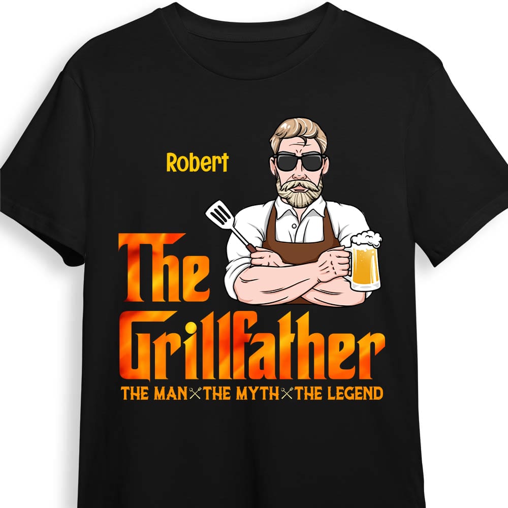 Personalized BBQ The Grillfather Dad Shirt Hoodie Sweatshirt JN71 23O53 Primary Mockup