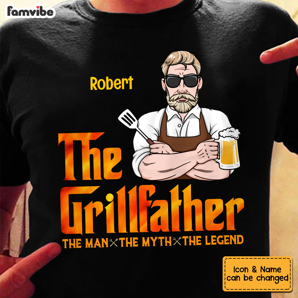 Personalized BBQ The Grillfather Dad Shirt Hoodie Sweatshirt JN71 23O53 Primary Mockup