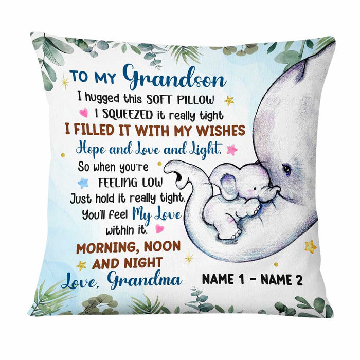 Personalized Grandson Elephant Birth Announcement Pillow JN81 23O47 1