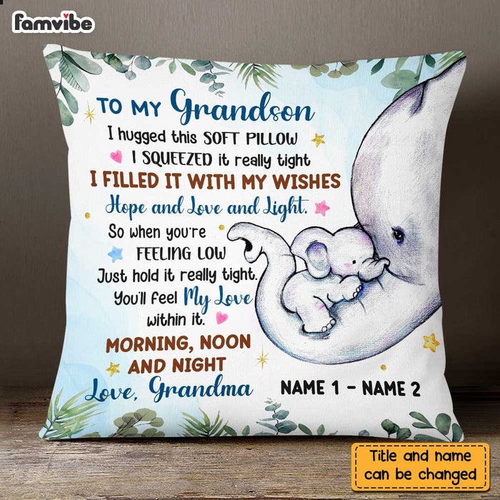 Personalized Grandson Elephant Birth Announcement Pillow JN81 23O47 1