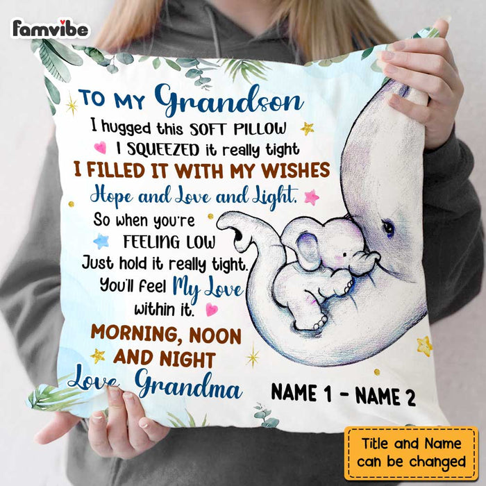 Personalized Grandson Elephant Birth Announcement Pillow JN81 23O47 1
