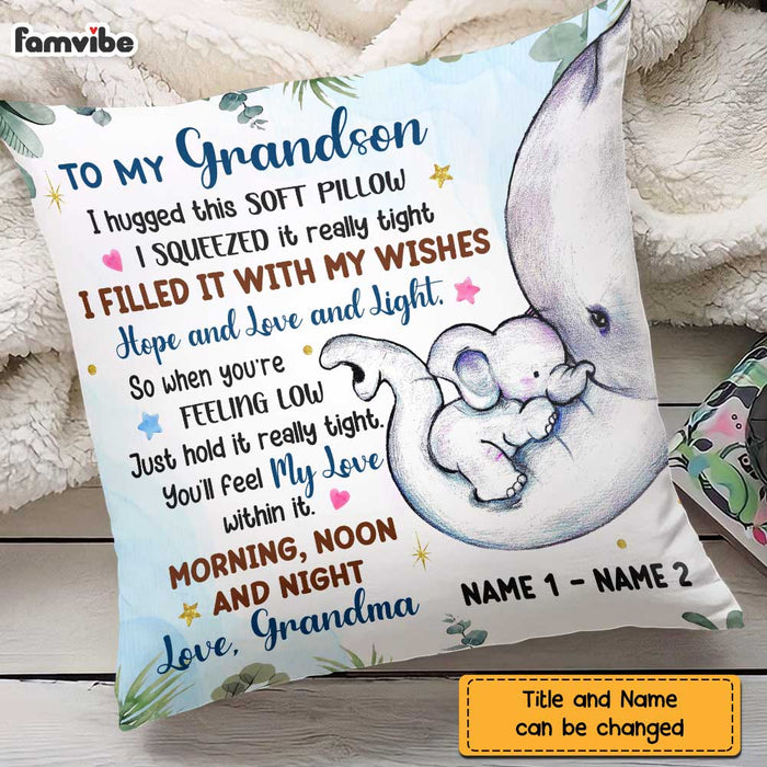 Personalized Grandson Elephant Birth Announcement Pillow JN81 23O47 1