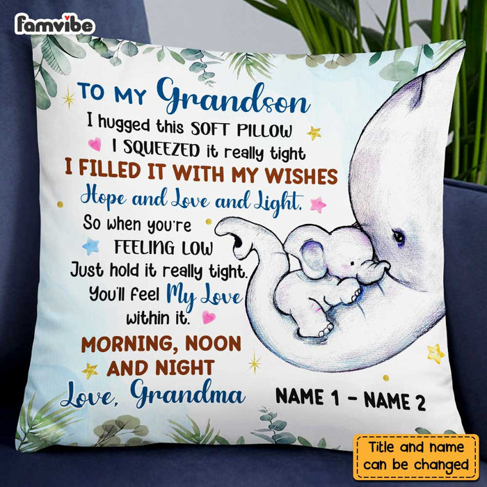 Personalized Grandson Elephant Birth Announcement Pillow JN81 23O47 1