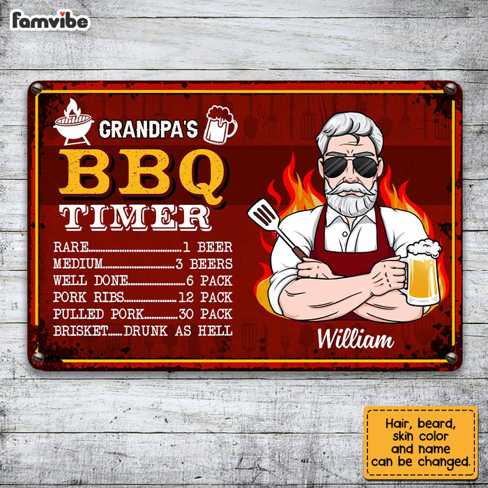 Personalized Grandpa BBQ Grill Metal Sign JN81 30O28 1