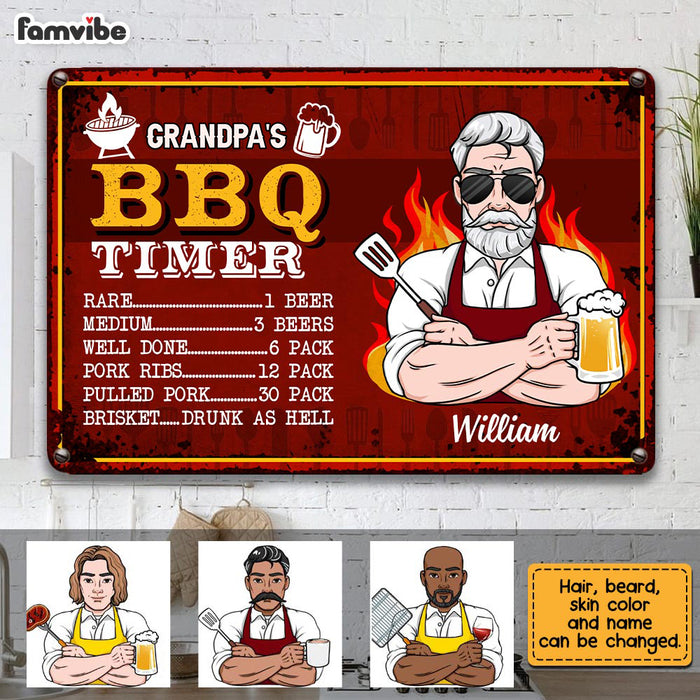 Personalized Grandpa BBQ Grill Metal Sign JN81 30O28 1