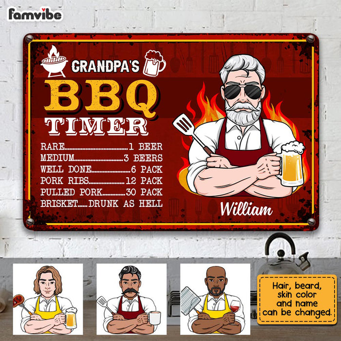 Personalized Grandpa BBQ Grill Metal Sign JN81 30O28 1