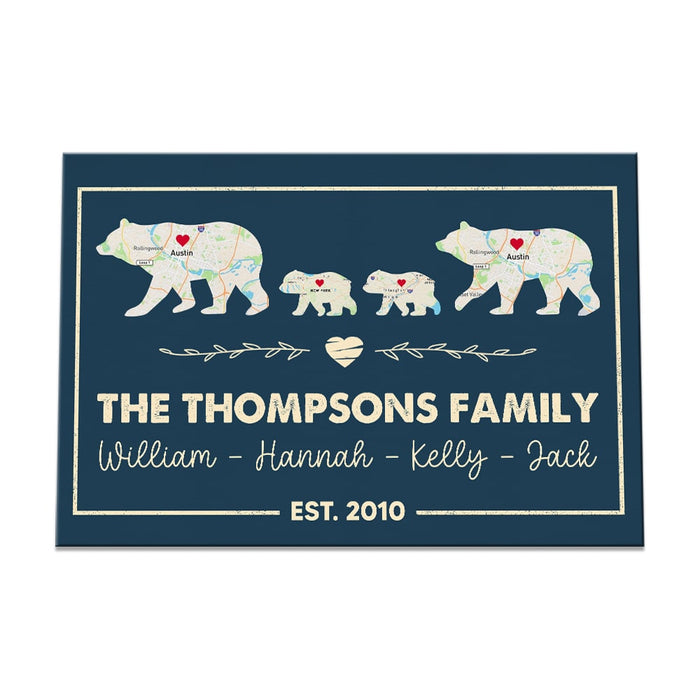 Personalized Family Bear  And Cubs Map Poster JN92 30O53 1