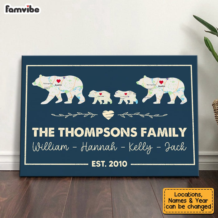 Personalized Family Bear  And Cubs Map Poster JN92 30O53 1