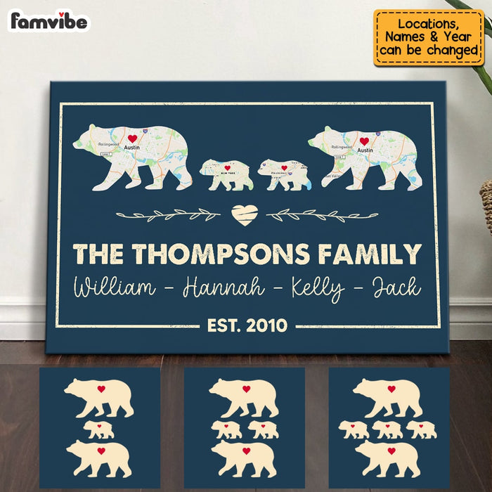 Personalized Family Bear  And Cubs Map Poster JN92 30O53 1
