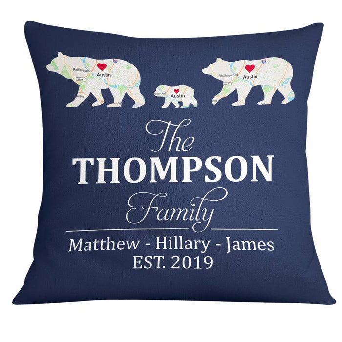 Personalized Family Bear And Cubs Retro Custom Map Pillow JN82 58O28 1
