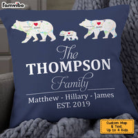 Personalized Family Bear And Cubs Retro Custom Map Pillow JN82 58O28 thumb 1