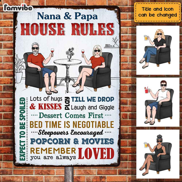 Personalized Grandma Grandpa House Rules Metal Sign JN152 85O47 1