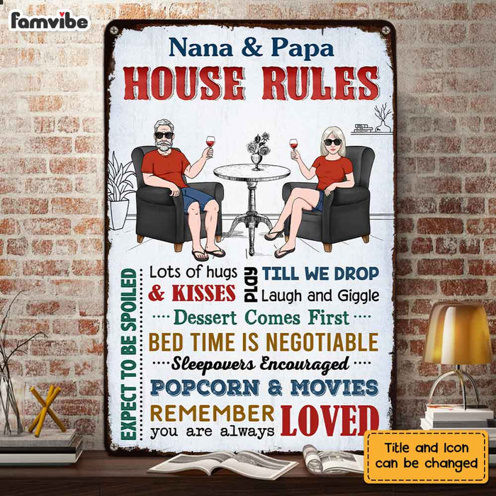 Personalized Grandma Grandpa House Rules Metal Sign JN152 85O47 1