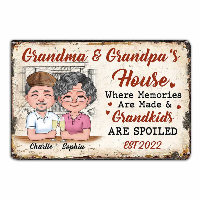 Personalized Grandma Grandpa House Metal Sign JN91 58O34 1