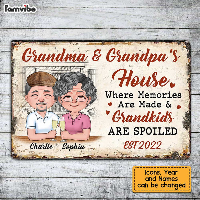 Personalized Grandma Grandpa House Metal Sign JN91 58O34 1
