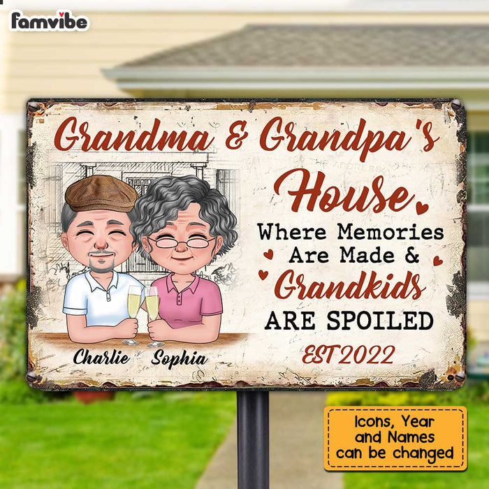 Personalized Grandma Grandpa House Metal Sign JN91 58O34 1