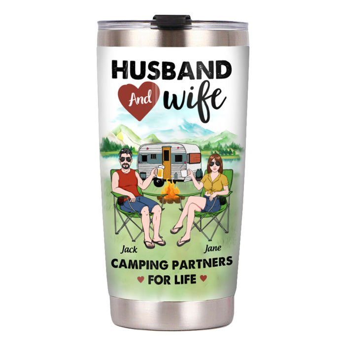 Personalized Camping Couple Husband Wife Steel Tumbler JN101 85O53 1
