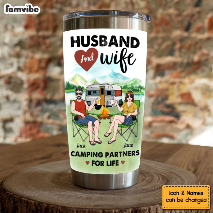 Personalized Camping Couple Husband Wife Steel Tumbler JN101 85O53 1