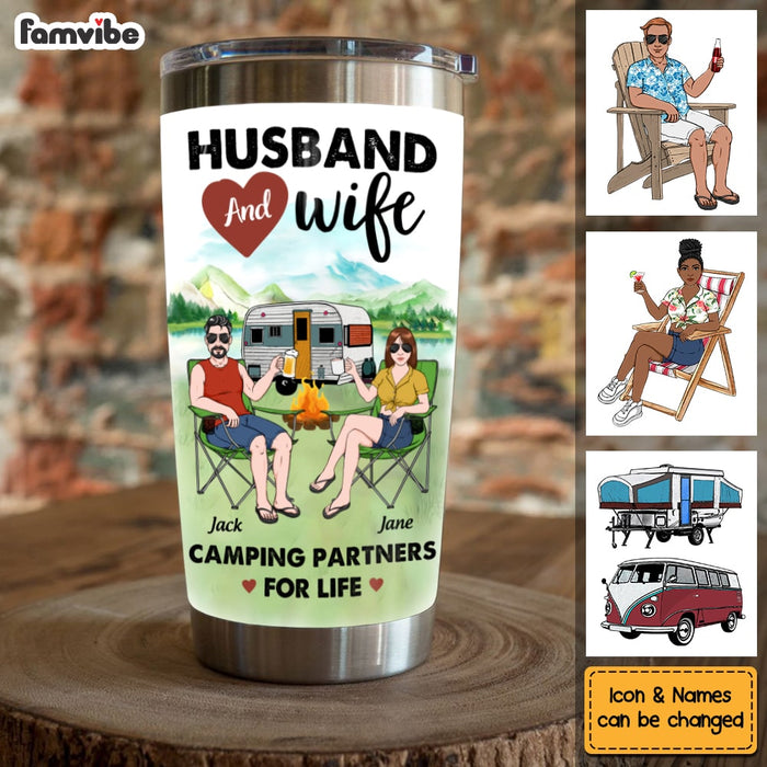 Personalized Camping Couple Husband Wife Steel Tumbler JN101 85O53 1