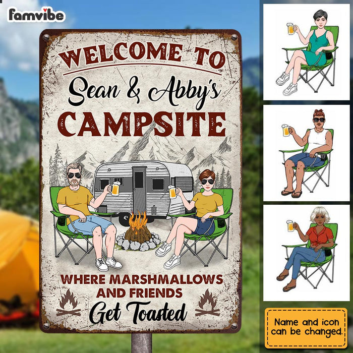 Personalized Family Camping Welcome To The Campsite Metal Sign JN145 58O28 1