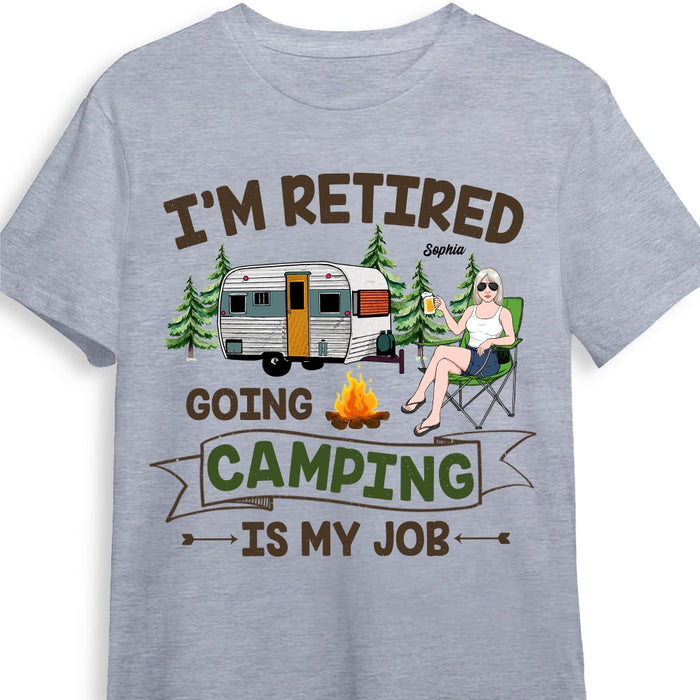 Personalized Mom Retired Camping Is My Job T Shirt JN151 58O53 1