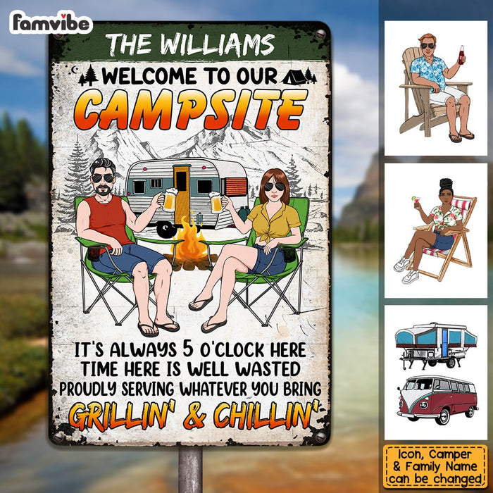 Personalized Husband Wife Camping Couple Metal Sign JN173 32O53 1