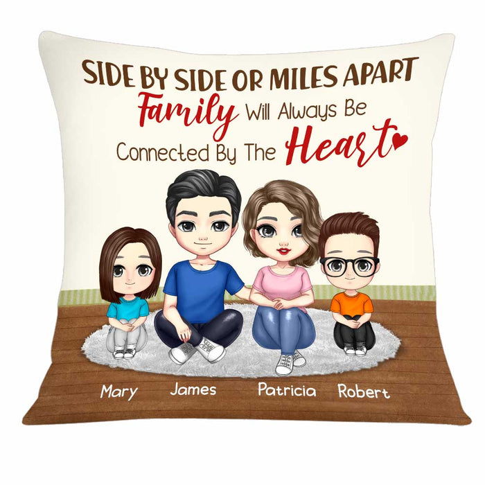 Personalized Family Side By Side Or Miles Apart Family Will Always Be Connected By The Heart Pillow JN172 58O34 1