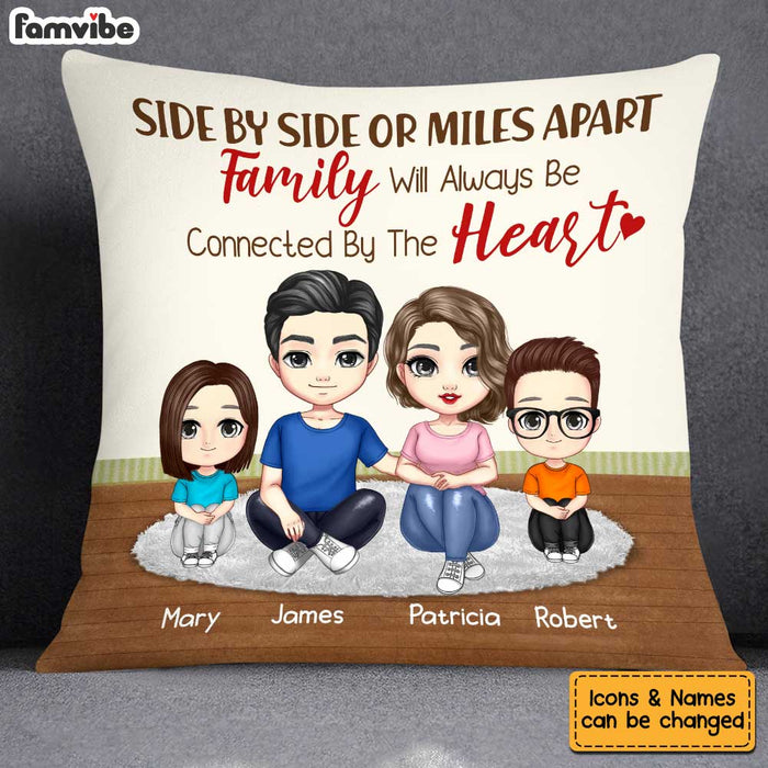 Personalized Family Side By Side Or Miles Apart Family Will Always Be Connected By The Heart Pillow JN172 58O34 1