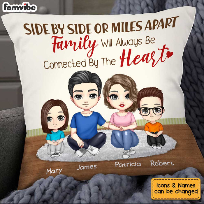 Personalized Family Side By Side Or Miles Apart Family Will Always Be Connected By The Heart Pillow JN172 58O34 1