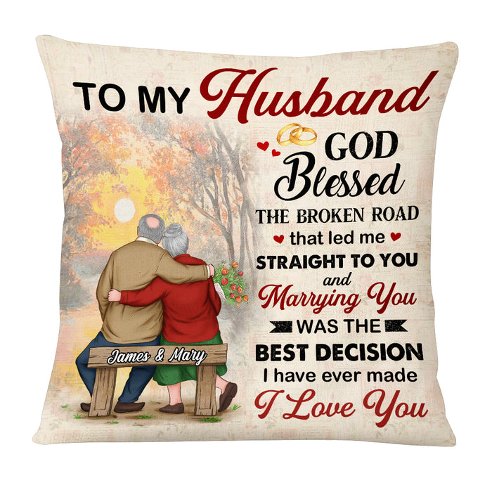 Personalized Husband God Blessed The Broken Road Pillow JN211 32O53 1