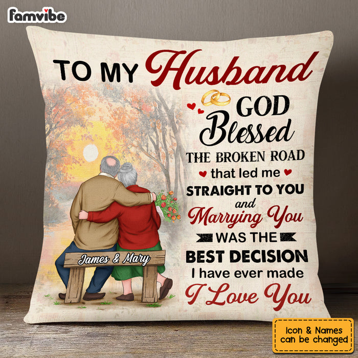 Personalized Husband God Blessed The Broken Road Pillow JN211 32O53 1