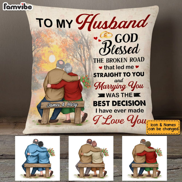 Personalized Husband God Blessed The Broken Road Pillow JN211 32O53 1