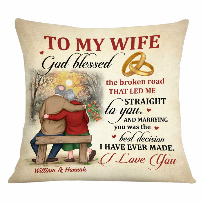 Personalized To My Wife God Blessed The Broken Road Pillow JN235 32O34 1