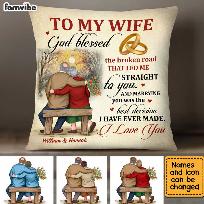 Personalized To My Wife God Blessed The Broken Road Pillow JN235 32O34 1