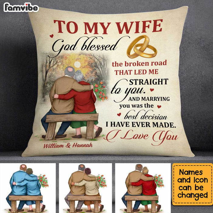 Personalized To My Wife God Blessed The Broken Road Pillow JN235 32O34 1