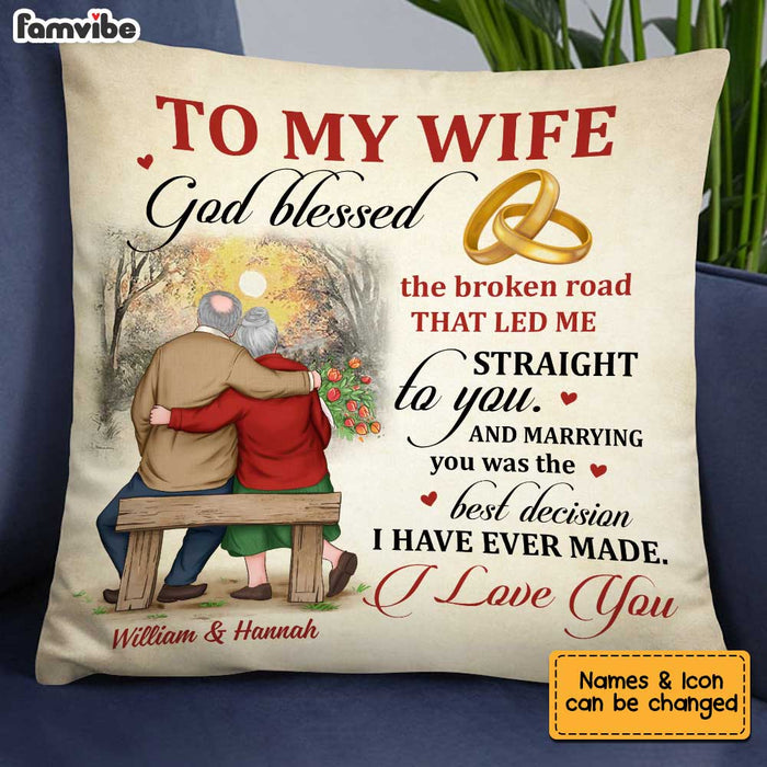 Personalized To My Wife God Blessed The Broken Road Pillow JN235 32O34 1