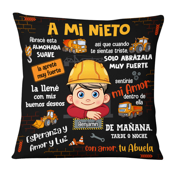 Personalized Gift For Grandson Construction Spanish Hug This Pillow 30723 1