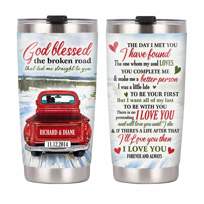 Personalized Couple Red Truck Steel Tumbler JN277 30O31 1