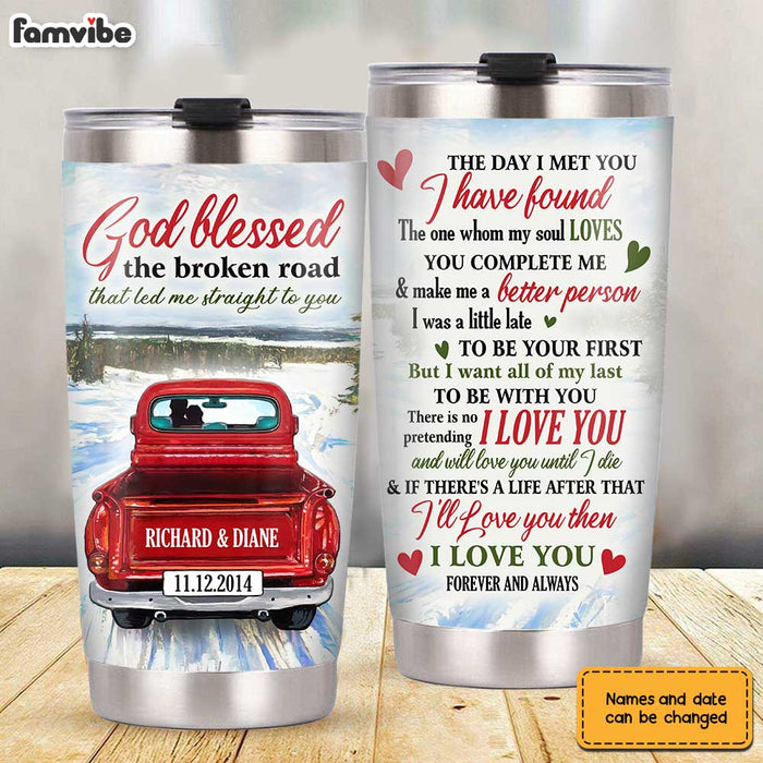 Personalized Couple Red Truck Steel Tumbler JN277 30O31 1