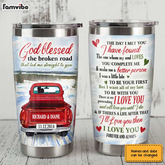 Personalized Couple Red Truck Steel Tumbler JN277 30O31 1
