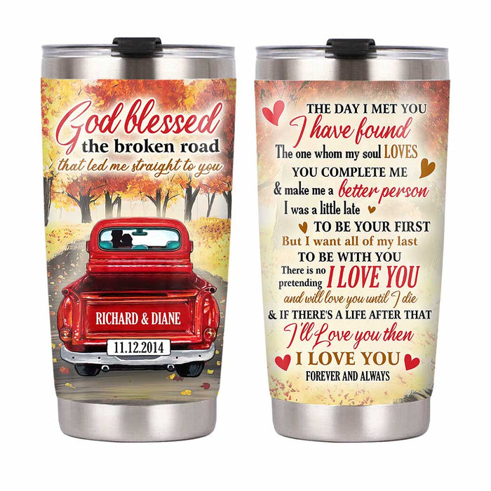 Personalized Couple Red Truck Steel Tumbler JN278 30O31 1