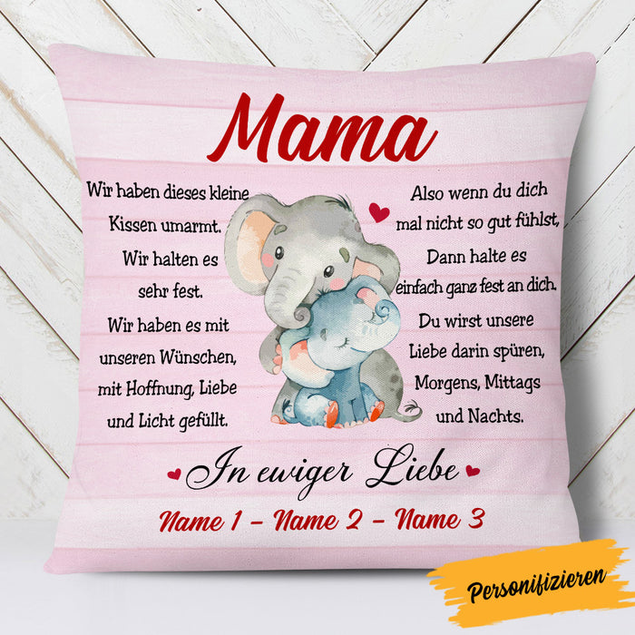 Personalized German Mama Oma Elephant Mom Grandma Pillow AP146 65O53 (Insert Included) 1
