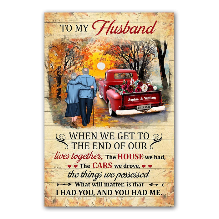 Personalized To My Husband Old Couple Red Truck Poster JN294 58O28 1